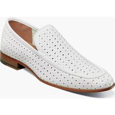 Men - White Loafers Stacy Adams Shoes Winden Moc Toe Perf Slip On White