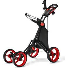 Costway Push Pull Cart with Foot Brake-Red