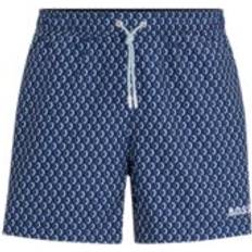 HUGO BOSS Men Swimming Trunks HUGO BOSS Men's Micro-Print Quick-Drying Swim Shorts Navy