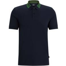 Blue Polo Shirts HUGO BOSS Men's Color-Blocked Collar Slim-Fit Polo Shirt Dark Blue