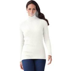 Jessica London Sweaters Jessica London Plus Women's Ribbed Turtleneck Sweater in Ivory Size 26/28 Sweater 100%