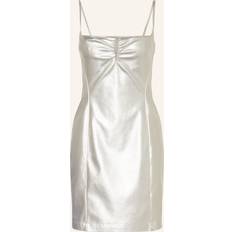 Leather Imitation Dresses HUGO Kateresa-1 Metallix Faux-Leather Mini Dress - Silver