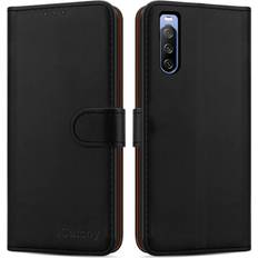 iCatchy Black Sony Xperia 10V Case Leather Wallet Phone Cover