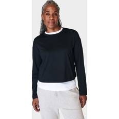 Sweaty Betty Essential Crop Long Sleeve T-Shirt, Black, Women's