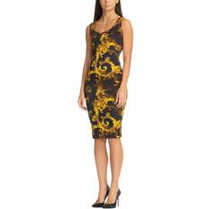 Versace Jeans Couture Black Printed Midi Dress EG89 Black/Gold IT