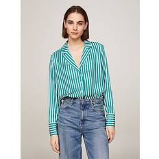 Tommy Hilfiger Green Blouses Tommy Hilfiger Striped Satin Shirt - Green/White