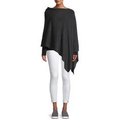 Black - Women Capes & Ponchos Portolano Women's Cowlneck Cashmere Poncho Charcoal