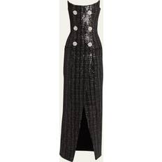 Balmain Woman Dresses Balmain Glittered Tweed Long Bustier Dress