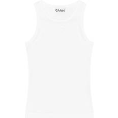 Ganni White Ribbed Tank Top 151 Bright White