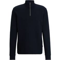 HUGO BOSS Men Clothing HUGO BOSS Men's Long-Sleeved Zip Neck Slim-Fit T-shirt Dark Blue