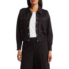 Adrianna Papell Outerwear Adrianna Papell Women's Utility Contrast Knit Jacket Black