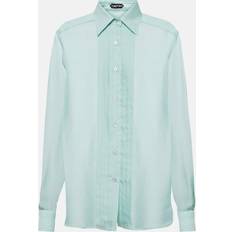 Silk Blouses Tom Ford Pleated Silk Button-Front Blouse