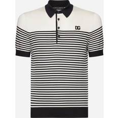 Silke/Siden Pikétröjor Dolce & Gabbana Logo striped silk polo shirt white