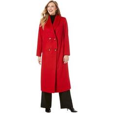 Jessica London Coats Jessica London Plus Women's Shawl Collar Wool Coat in Classic Red Size W Wool Winter Double Breasted Coat