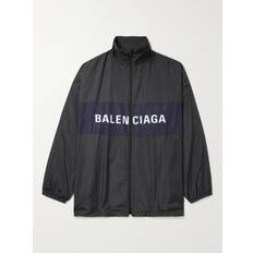 Balenciaga Tøj Balenciaga Oversized Logo-Print Colour-Block Shell Jacket - Black