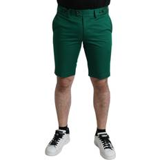 Dolce & Gabbana Green Shorts Dolce & Gabbana Deep Green Cotton Stretch Men Bermuda Shorts IT50