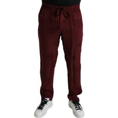 Herre - Silke Bukser & Shorts Dolce & Gabbana Maroon Crown Pattern Silk Pajama Pants IT50
