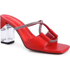 Red Heeled Sandals London Rag Fineapple Women's Heeled Slide Sandals, 6, Red