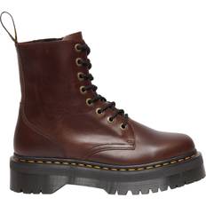 Zipper Lace Boots Dr. Martens Jadon Boot Pull Up Leather Platforms Boots - Dark Brown