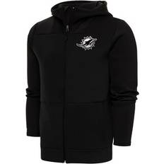 Antigua Men's Black Miami Dolphins Metallic Logo Protect Full-Zip Hoodie