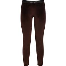 Damen - Samt Bekleidung Tom Ford Samt-leggings Mit Logo Und Hohem Bund Braun