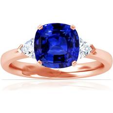 GemsNY Classic Square Cushion Ring - Rose Gold/Sapphire/Diamonds