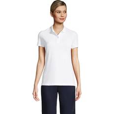 Polo Shirts Lands' End School Uniform Women's Short Sleeve Feminine Fit Mesh Polo Shirt White