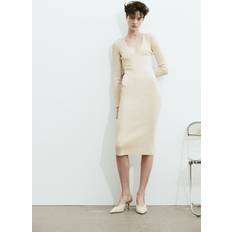 Brown - Women Dresses H&M Ladies Brown Rib-knit bodycon dress