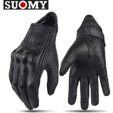 Suomy Motorcycle Leather Gloves Summer Breathable Moto GP Gloves Retro Full Finger Cycling Gloves