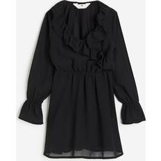 Round Dresses H&M Girls Black Flounce-trimmed dress