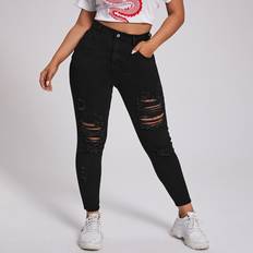 Shein Jeans Shein Plus Slant Pocket Ripped Skinny Jeans