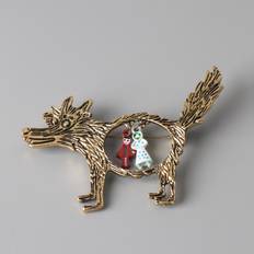Herr Broscher Shein 1pc Vintage Style Men's Brooch Pin With Gray Wolf Design