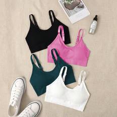 Shein Multifärgade BH:ar Shein 4pcs Solid Seamless Sports Bra