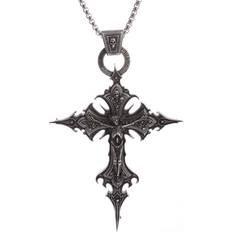 Shein Men Necklaces Shein SeuSuk 1pc Fashionable Skull & Cross Pendant Necklace Suitable For Men's Punk Style