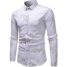 Shein Hemden Shein Men Random Rose Jacquard Button Up Shirt