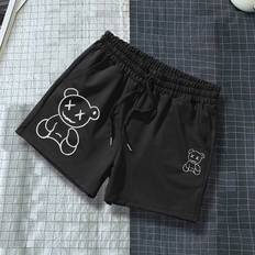 Stoff Shorts Shein Men Bear Print Drawstring Waist Shorts