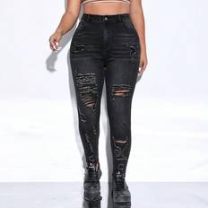 4XL - Dam Jeans Shein Plus Ripped Skinny Jeans