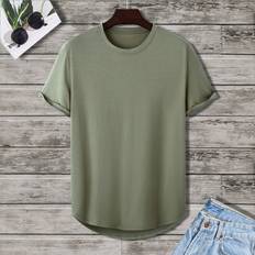 Shein Herren T-Shirts Shein Men Curved Hem Tee