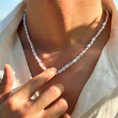 Plast Halsband Shein 1pc Faux Pearl Beaded Necklace, Men's Personalized Casual Accessory