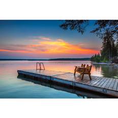 Transparent Framed Art Ebern Designs Sunrise over the Dock Clear Lake Manitoba Framed Art