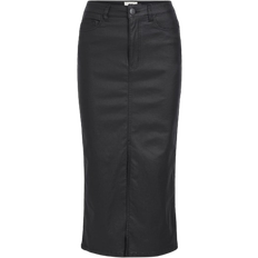 Midiröcke - Polyamid Object Naya Coated Midi Skirt - Black