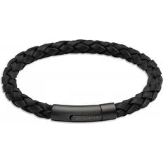 Unique Mens Black Braided Leather Bracelet B493BL/21CM