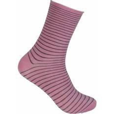 Diabetic socks Life Wear Diabetic Socks with Roll Top in Bamboo - Pink/Grey Stripes