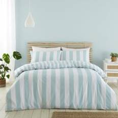 Catherine Lansfield Stripe Reversible Duvet Cover Set Havskum Blå Blå