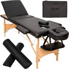 tectake Massage Table Set Daniel, Removable Headrest, Armrests, Face Pad And Bolster Cushions Black