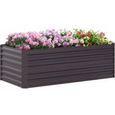 Pots, Plants & Cultivation OutSunny Galvanised Steel Outdoor Raised Bed with Reinforced Rods