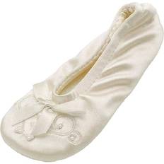 Girls - White Ballerina Shoes Isotoner Girl Satin Pearl Ballerina Slippers