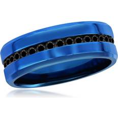 Stainless Steel Rings Blackjack Stainless Steel Blue w/ CZ Eternity Band Ring