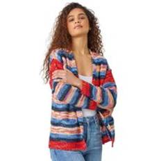 Multicolor Cárdigans Roman Stripe Print Pocket Cardigan Multi