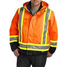 XXS Work Jackets Tough Duck Men's Poly Oxford 5-In-1 Safety Jacket, 4XLT, Fluorescent Orange